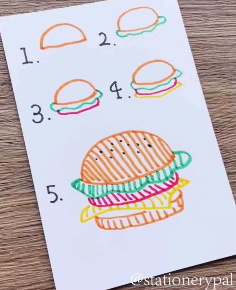 how to doodle a hamburger