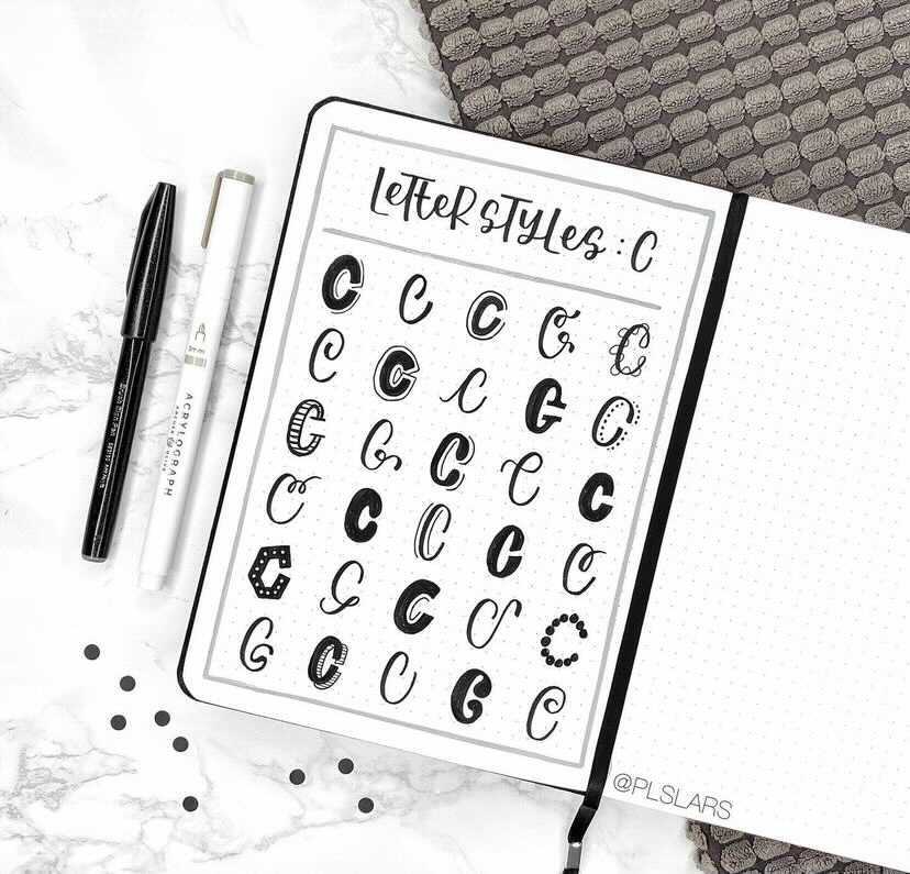letter styles for bullet journaling