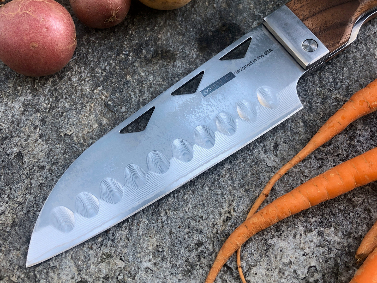 Elite Santoku Folding Food Prep Knife with Leather Case