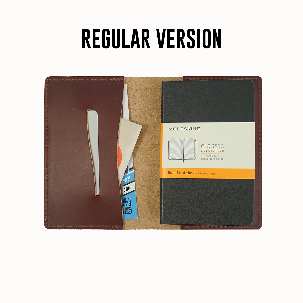 Moleskine Classic Pocket Leather Notebook Cover – 3.5” x 5.5”