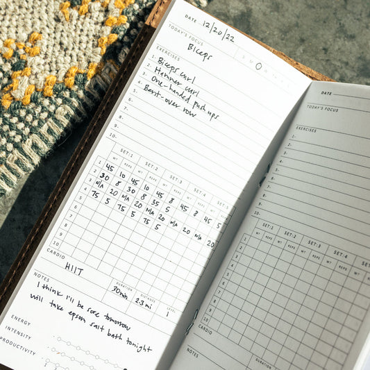 Leather Refillable Fitness and Exercise Log
