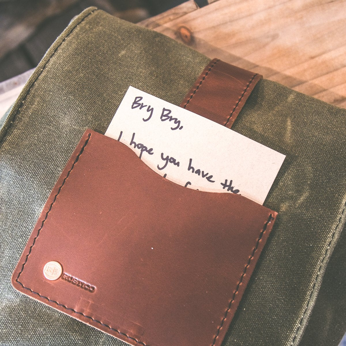 Waxed Canvas and Leather Lunch Bag - Green