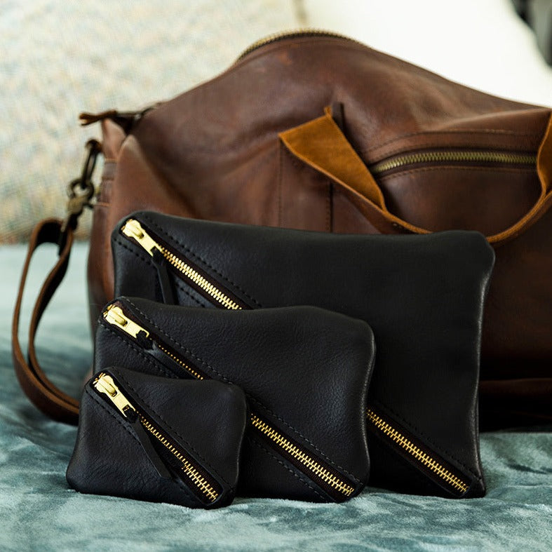 Soft Leather Toiletry Bag Set