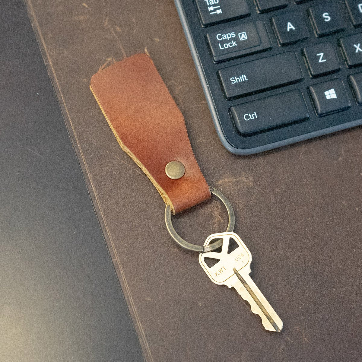 Tag Leather Keychain