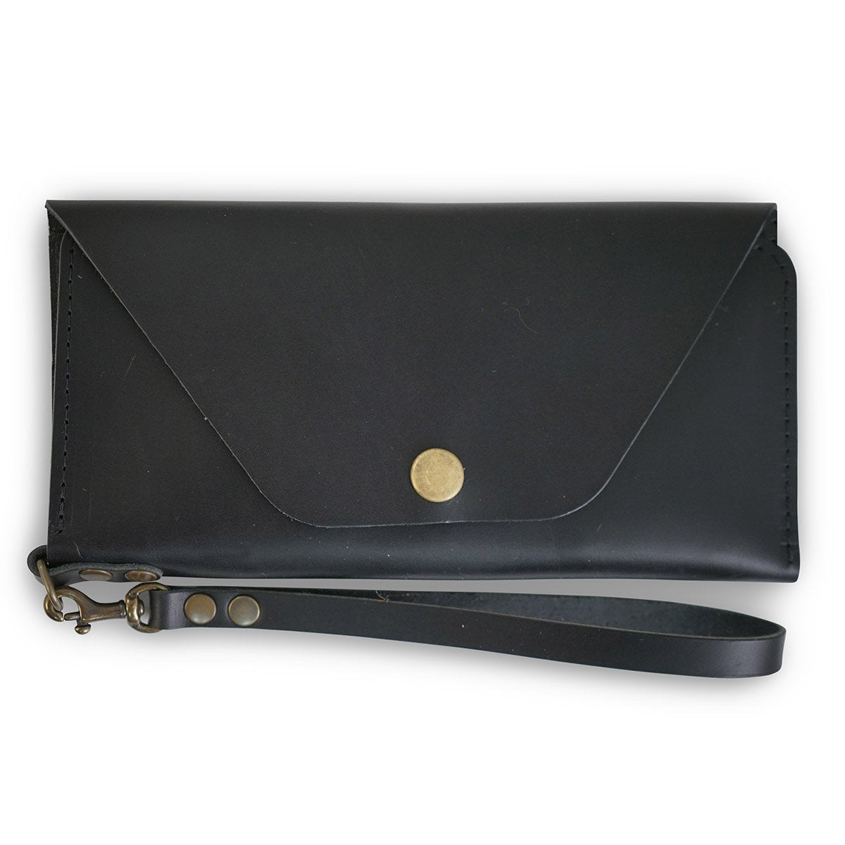 Envelope Womens Black Leather Billfold Wallet Small Wallet with Coin P