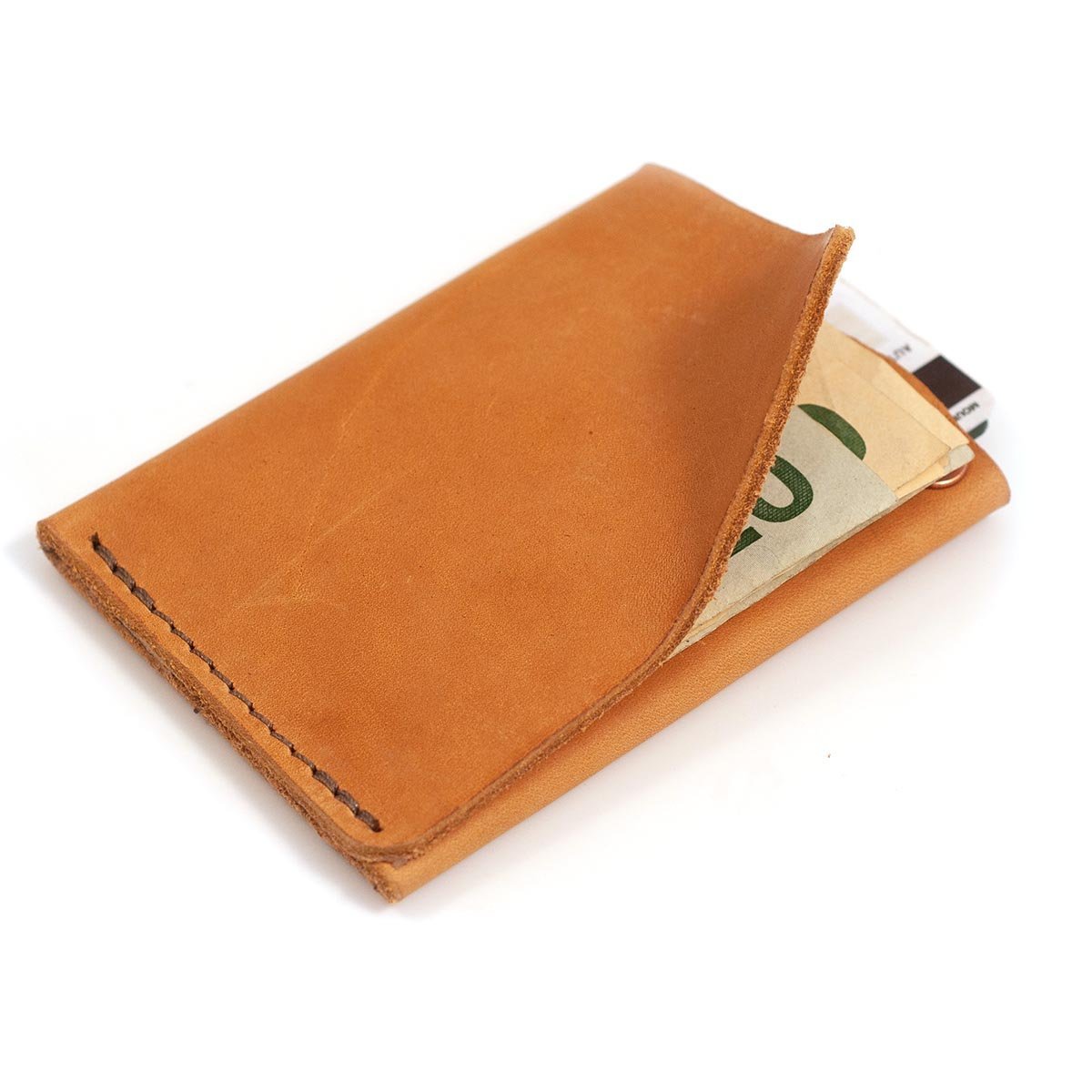 Outline' Wallet - Handmade Leather Wallet (Olive / Orange)