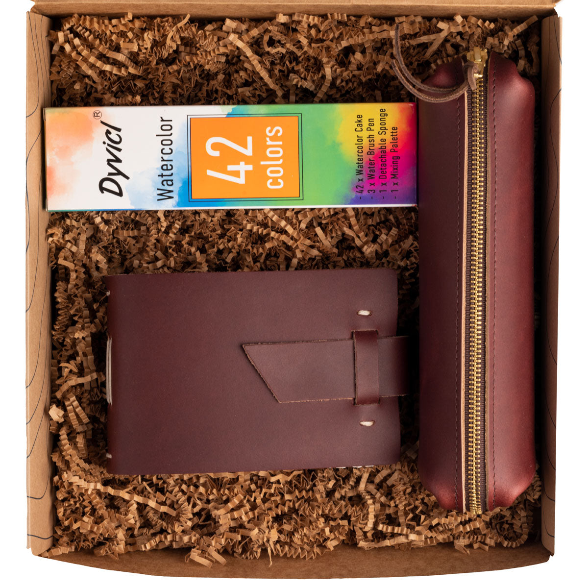 Leather Watercolor Journal and Travel Paint Gift Set
