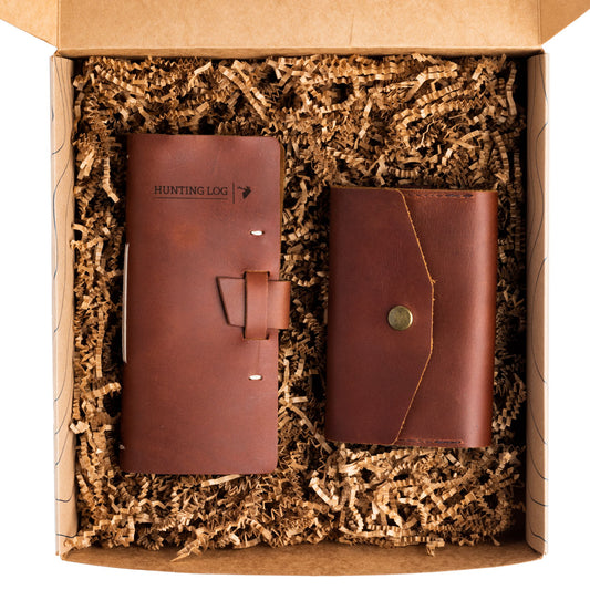 Leather Hunting Log and Ammo Case Gift Set