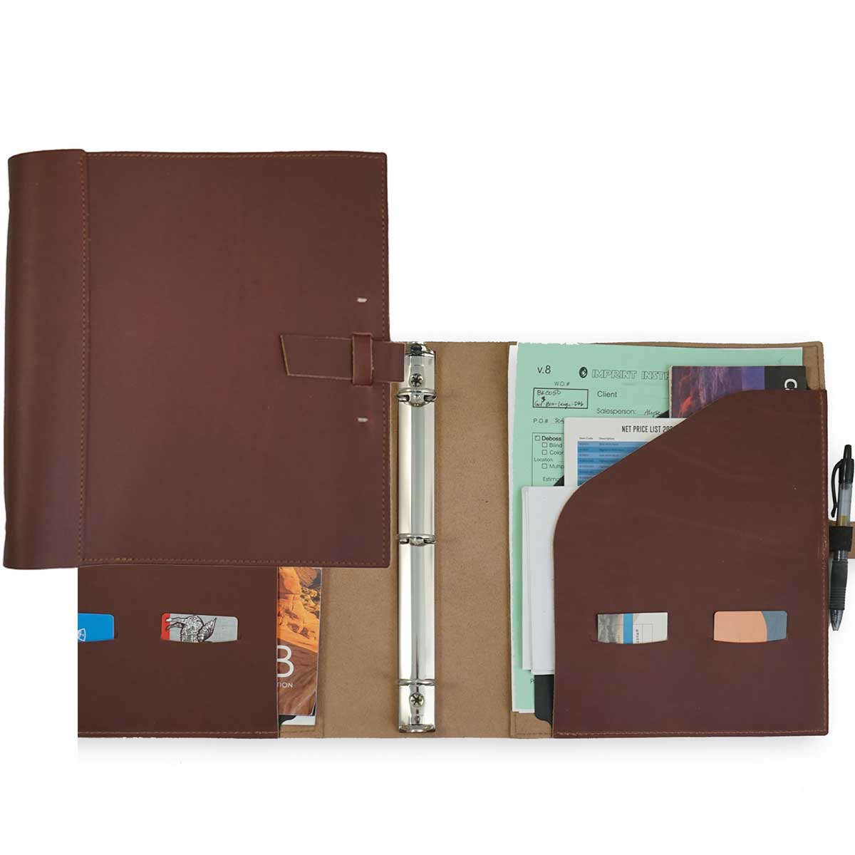 Rustico OF0070-0002-01 Soft Leather Binder Pro 8.5'' x 11'' in Saddle