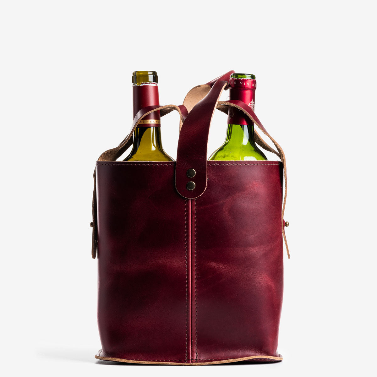 Leather Bag for 2 Bottles / Leather Bottle Carrier / Wine and 